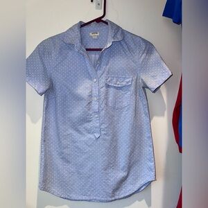 J. Crew Light Blue Polka Dot Button-Up Shirt